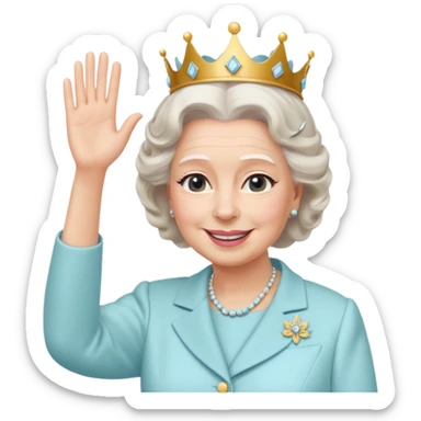 Queen Elizabeth waves in pastel clothes sticker