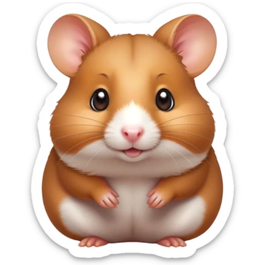 Cinematic Cute Brown Hamster Portrait Emoji, Head tilted playfully and inquisitively, featuring a glossy, rich brown coat with a delicate sheen, round, sparkling dark eyes filled with curiosity, Simplified yet irresistibly adorable features, highly detailed, glowing with a warm, friendly glow, high shine, affectionate and lively, stylized with a touch of whimsy, bright and endearing, soft glowing outline, capturing the essence of a mischievous yet loving hamster, so playful it feels like it could dash out of the screen and into your arms! sticker