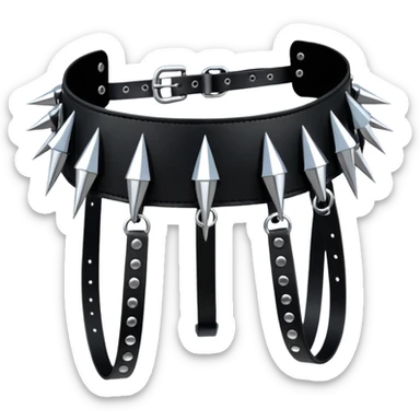 Metal garter with inward-facing spikes, fetish gothic artifact sticker