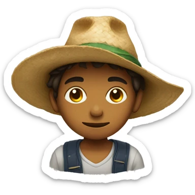 Boy using a strawhat with a secar under the left eye sticker