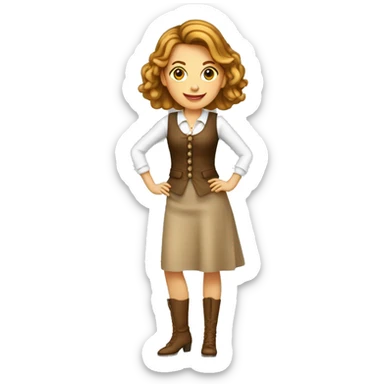 Femme parisienne à talons aiguille cheveux long châtain sans frange sticker