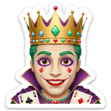 crazy colorful human jolly joker from poker, medieval, vintage, king sticker