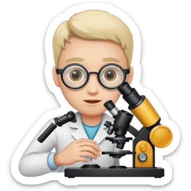 haz un personaje que este mirando  un microscopio, sticker