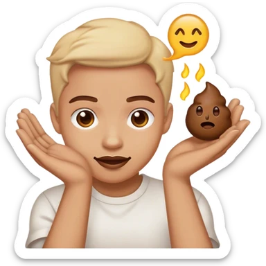 The idk emoji with poop emojis in both hands sticker