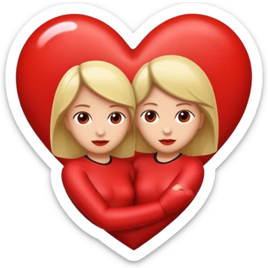 Dos personas en medio de un corazón partido en dos sticker