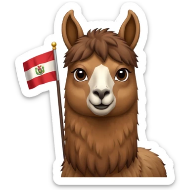 llama con la bandera de Perú ondeando detrás sticker