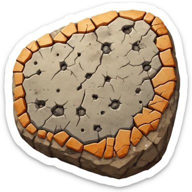 3D render of Coprolite, embedded in a chunk of rough sedimentary rock, cracked stone texture, ancient fossil aesthetic, petrified brown and grey speckled stone texture, matte dry finish, Apple emoji style, isolated on white background --v 6.0. sticker