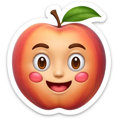 hybrid emoji combining a peach and the shaking face emoji, blending the peach shape and color with trembling, wavy features of the shaking face sticker