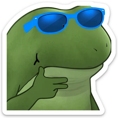 Bufo frog with blue sunglasses, sipping a rainbow cocktail, in bufo style, transparent background sticker