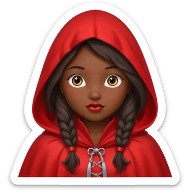 Little red riding hood African American with black with straight long wavy hair and long eyelashes  sticker