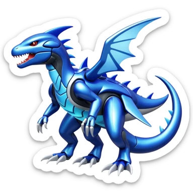Shiny futuristic Cyber-Garchomp-Kyurem-Kyogre-Latios-Lugia-Fakémon-hybrid-creature (full body)  sticker