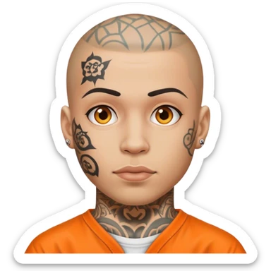 attractive tatted inmate wearing orange jumpsuit sticker
