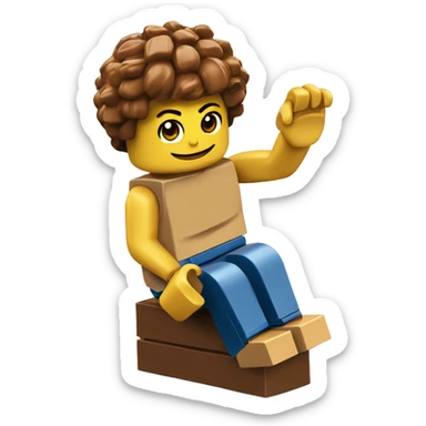 a bare foot above a lego brick sticker