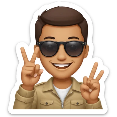 face with sunglasses, grinning, making finger guns gesture sticker