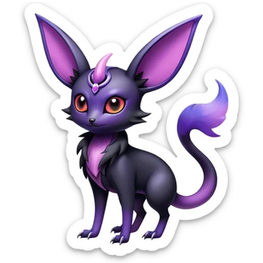 Shiny Dark-gradient Exotic Badass Royal Mysterious Gothic Noibat-Espeon-Umbreon-Pokémon-Fakémon-hybrid-creature (full body) sticker