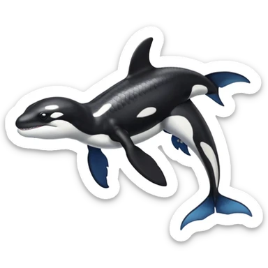 Black and white Orca-reptile-reptilian-lizard-skink-gecko-Digimon-Fakémon-hybrid full body, two legs, two arms, claws, tail sticker