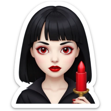 quero a foto de uma vampira com franja de cabelo preto sticker