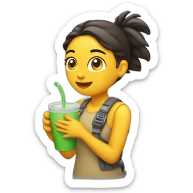 Chica sosteniendo un trago sticker
