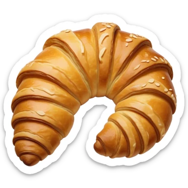Cinematic Realistic Rustic French Croissant Pastry Emoji, depicted as a flaky, buttery crescent with delicate, layered textures and a slight, intentional char along the edges that imparts a rustic, artisanal charm. The golden, crispy exterior shows a hint of burnt nuance, rendered with warm, inviting lighting and exquisite detail to capture its time-honored, imperfect perfection. sticker