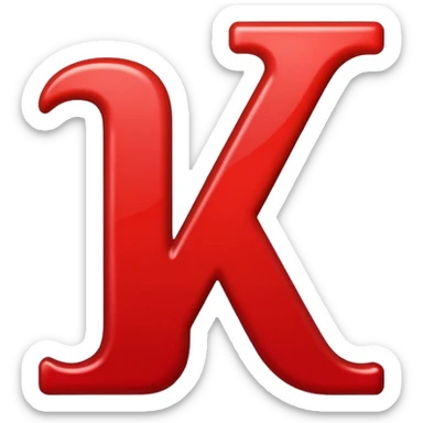 The letter K lowercase in red sticker