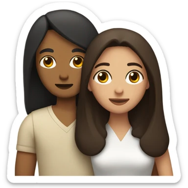 Comforting hug from brunette Puerto Rican with dark brown eyes to short, bald man with brown eyes and a beard sticker