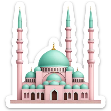 Light pink and mint İstanbul mosque under construction  sticker