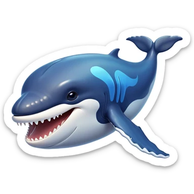 Cinematic Comical Humpback Whale Portrait Emoji, Head tilted dramatically with an exaggeratedly shocked expression, featuring a massive yet graceful body with wide, comically expressive eyes full of playful disbelief and animated pectoral fins, Simplified yet hilariously expressive features, highly detailed, glowing with a slightly sassy oceanic glow, high shine, dramatic yet playful, stylized with an air of cheeky marine mischief, soft glowing outline, capturing the essence of a meme-worthy humpback whale that looks ready to make waves with its hilariously dramatic antics! sticker