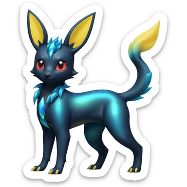  Shiny iridescent Umbreon-Salandit-Jolteon-fusion sticker