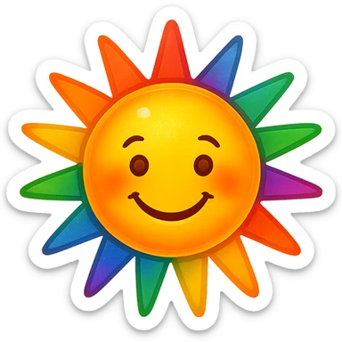 gay pride emoji, rainbow sun, radiant and cheerful sticker