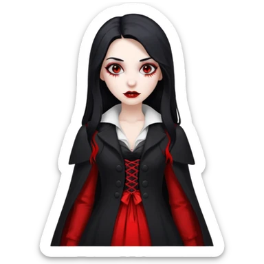 Women Vampire with black & white coat dress and eyes should be red with blood sticker