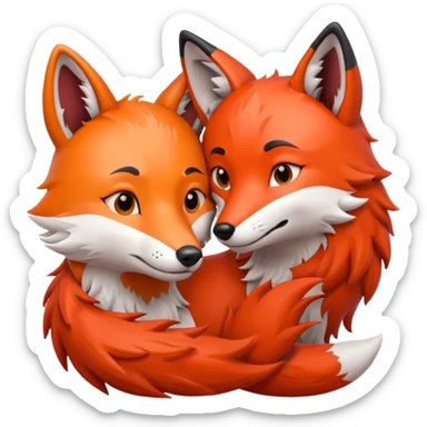 The gray wolf and the red fox embrace each other. sticker
