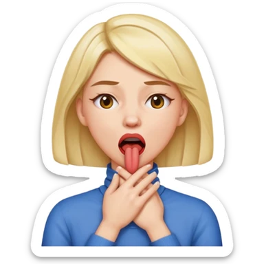 criss cross hands around throat choking self woman emoji tongue out  sticker