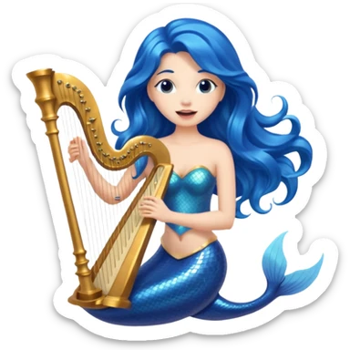 Singing Mermaid – Holding harp sticker