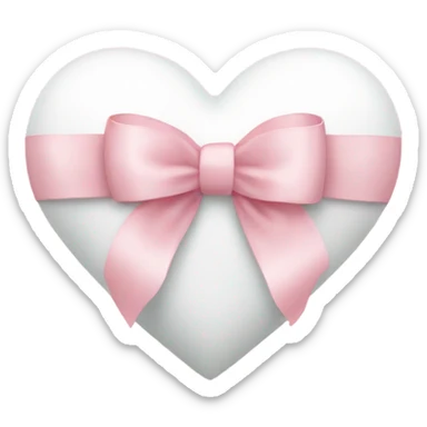 white heart with light pink ribbon bow sticker