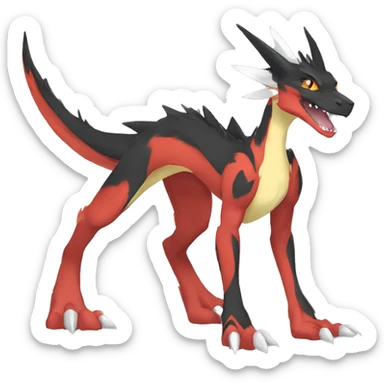 Anthro Cute cool black red white yellow nargacuga-Charizard sergal animal hybrid Fakemon full body sticker