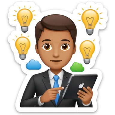 marketing agent with tablet, ideas, social media

 sticker