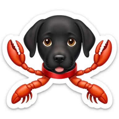 Black lab dog with lobster collar red sticker