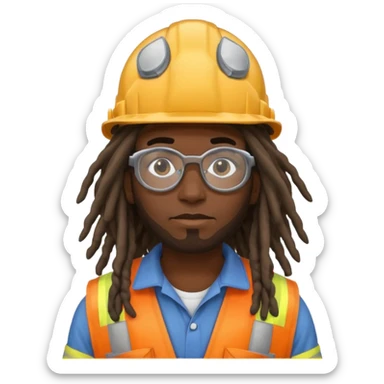construction worker heavy dreadlocked haired man  sticker