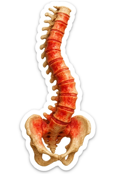 spina dorsale infiammata e storta, scoliosi, iperrealistico 4k sticker