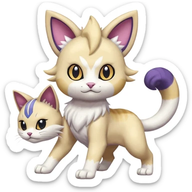 Absol-Delcatty-Purrloin-Meowth-Gatomon-fusion, full body sticker