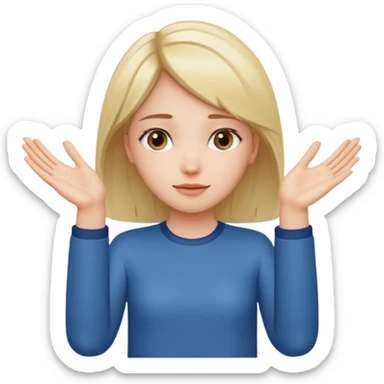 Girl with two hands in front out palms facing upwards and hands in front of her LOWER and her left hand slightly lower than her right hand and hands should face more towards the viewer sticker