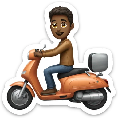 A guy riding a scooter sticker