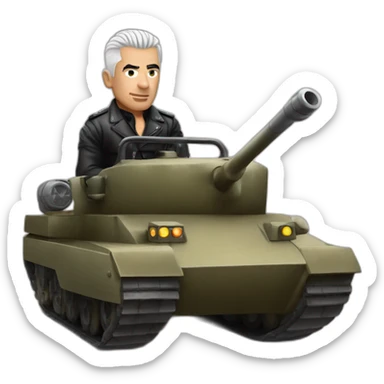 Till Lindemann ridding a tank sticker