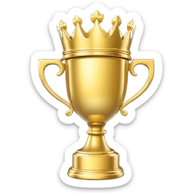 Win Emoji

Glossy 3D showing a gold trophy with a small crown, glowing effect, black and gold theme. sticker