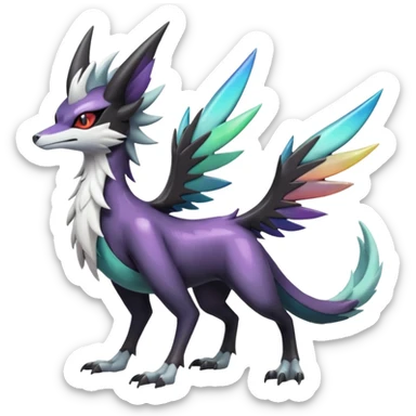 Shiny Noivern-Mightyena-Silvally-Fakémon-hybrid-creature (full body)  sticker