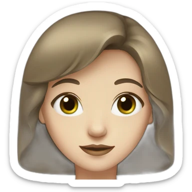 pale woman with brown hair and side bangs, green and brown heterochromia   sticker