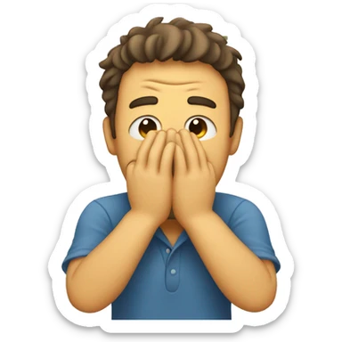 smiling man covering his face with his hands sticker