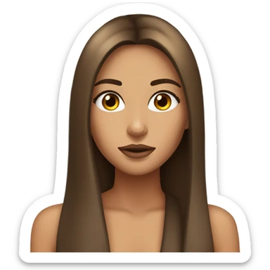 Pretty tan girl with long straight brown hair and super long eyelashes and nice lipstick  sticker