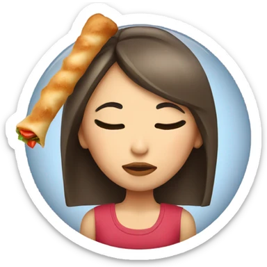 Girl with closed eyes kissing kebab  sticker