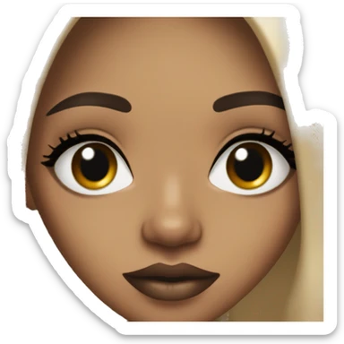 pretty light skinned girl with lashes and brown lip liner black long straight hair  sticker